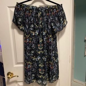 patterned off the shoulder dress